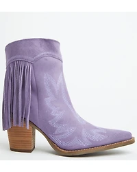 Dingo Women's Wild Sage Suede Fringe Western Booties - Round Toe