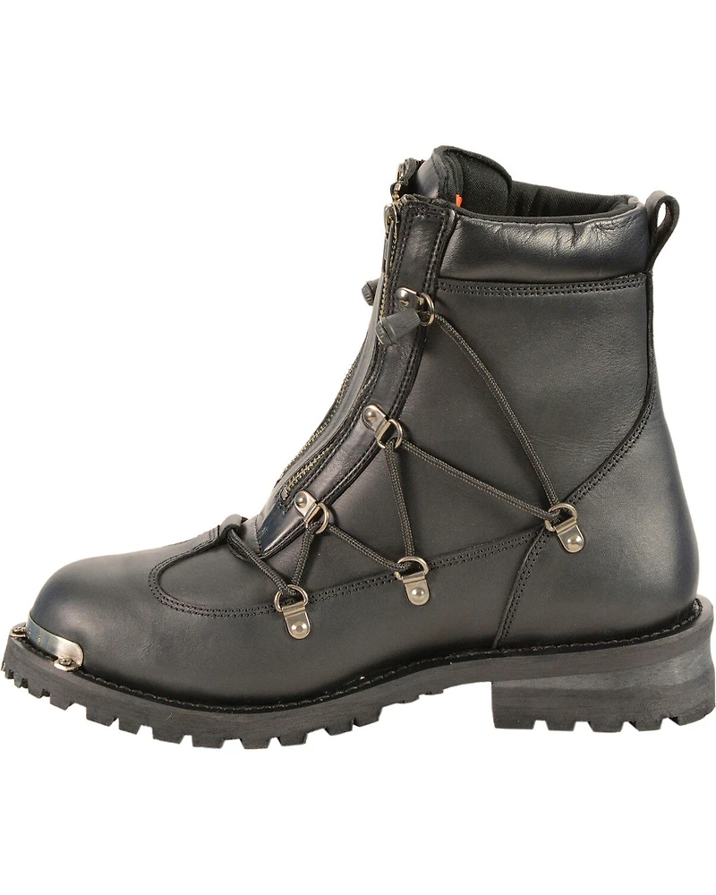 Milwaukee Leather Men's Twin Zipper Cap Toe Boots - Round