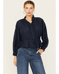Free People Women's Best Of Me Long Sleeve Button-Down Blouse