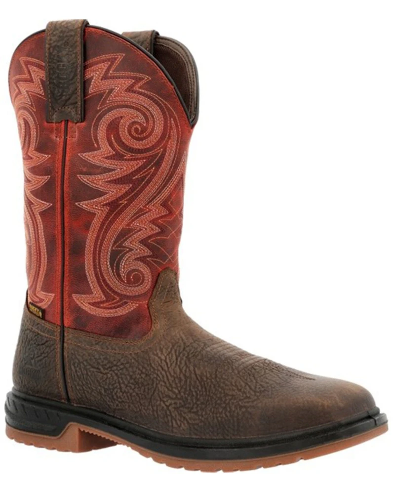 Rocky Men's Worksmart Waterproof Pull On Western Work Boots - Composite Toe