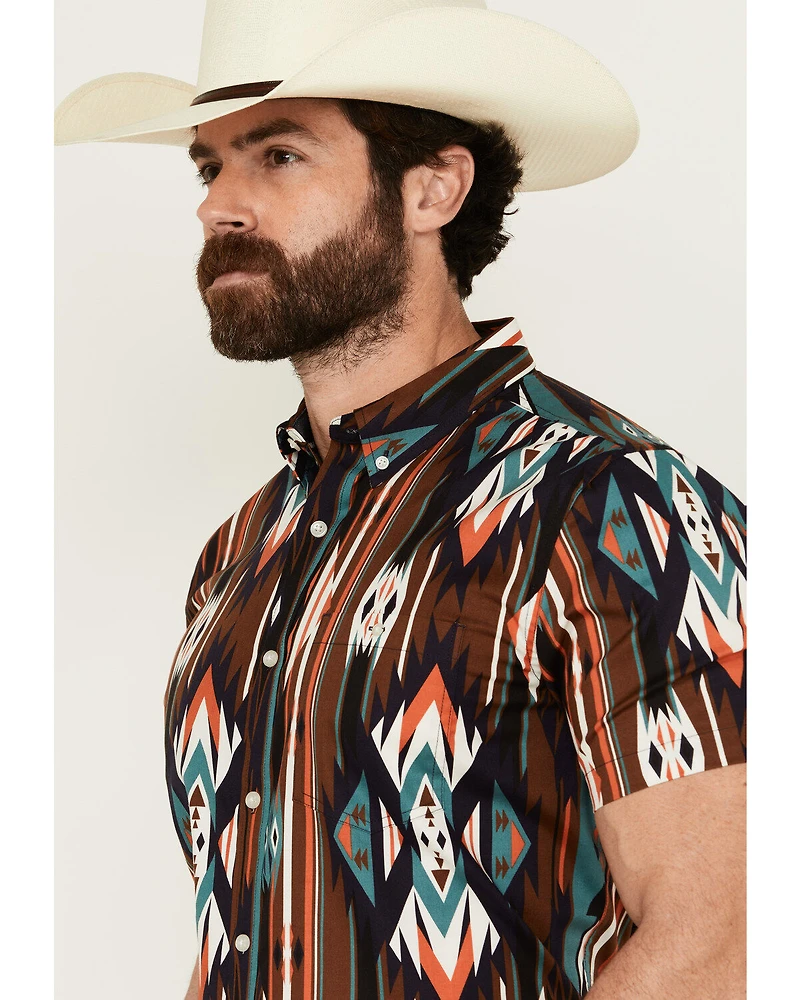 RANK 45® Men's Calvaztec Southwestern Print Short Sleeve Button-Down Stretch Western Shirt