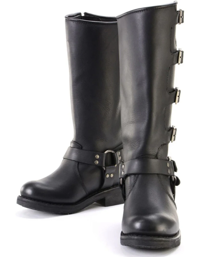 Milwaukee Leather Women's Buckle Detail Tall Motorcycle Boots - Round Toe