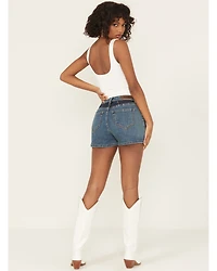 Rock & Roll Denim Women's Medium Wash High Rise Two-Toned Shorts