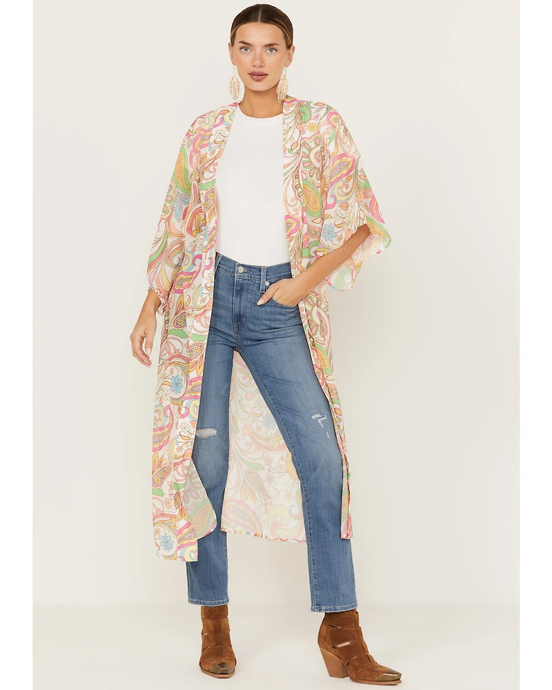 Flying Tomato Women's Paisley Print Kimono