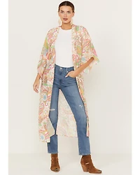 Flying Tomato Women's Paisley Print Kimono