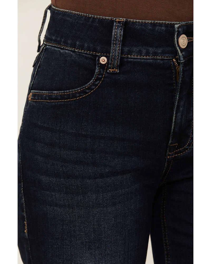 Rock & Roll Denim Women's Dark Wash High Rise Welt Pocket Trouser Stretch Jeans