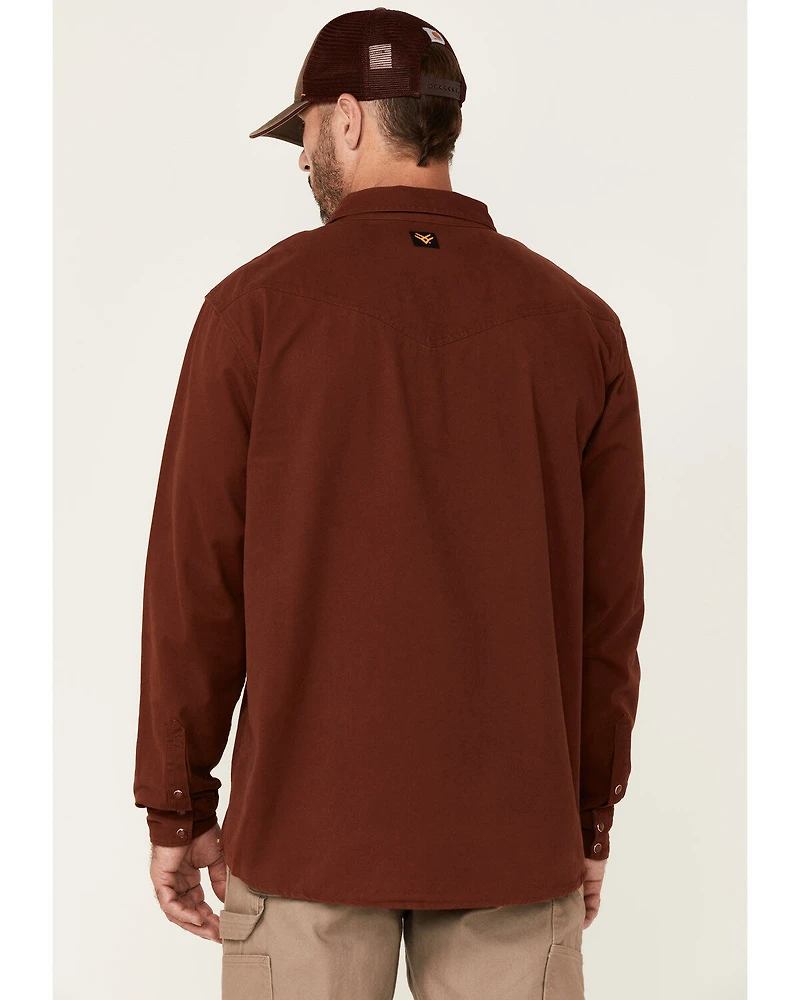 Hawx Men's Solid Mahogany Twill Snap Long Sleeve Work Shirt - Big