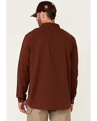 Hawx Men's Solid Mahogany Twill Snap Long Sleeve Work Shirt - Big