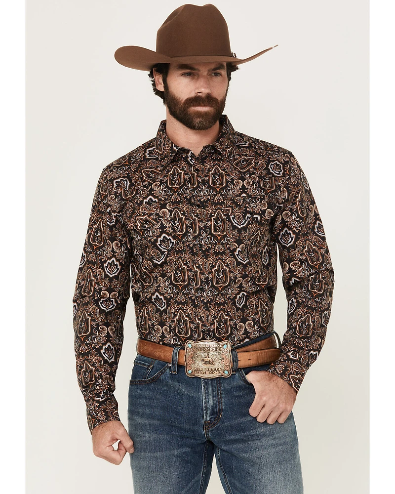 Gibson Men's Reward Medallion Print Long Sleeve Snap Western Shirt