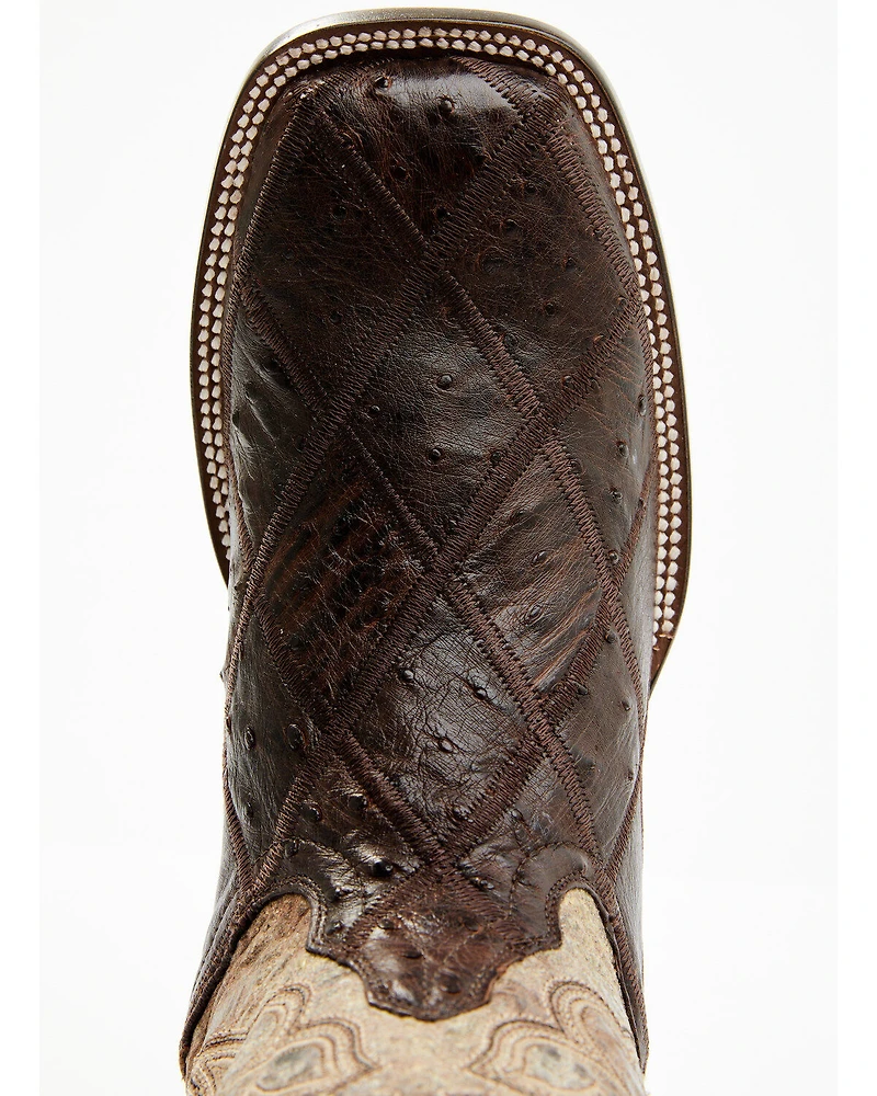 Cody James Men's Exotic Full Quill Ostrich Western Boots - Broad Square Toe