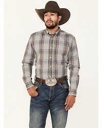 Cody James Men's Fiesta Plaid Print Long Sleeve Button-Down Western Shirt