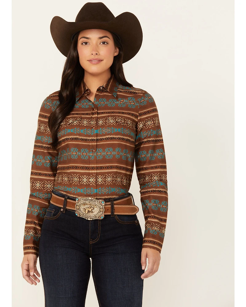 Roper Women's Southwestern Print Long Sleeve Snap Western Shirt