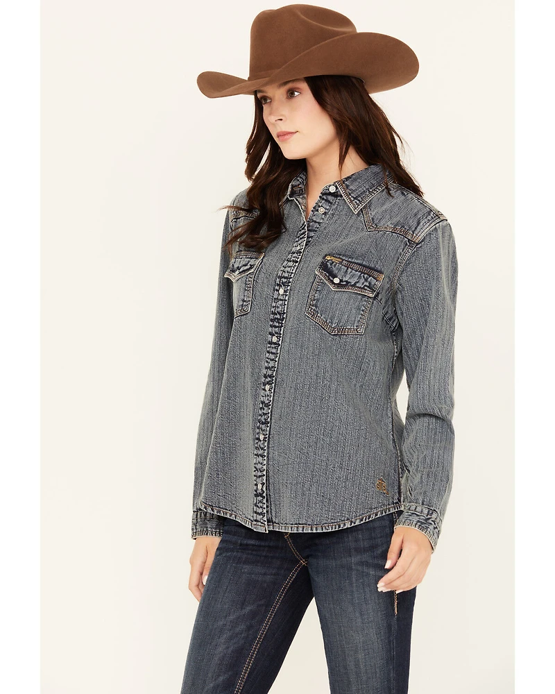 STS Ranchwear By Carroll Women's Duke Long Sleeve Snap Denim Western Shirt