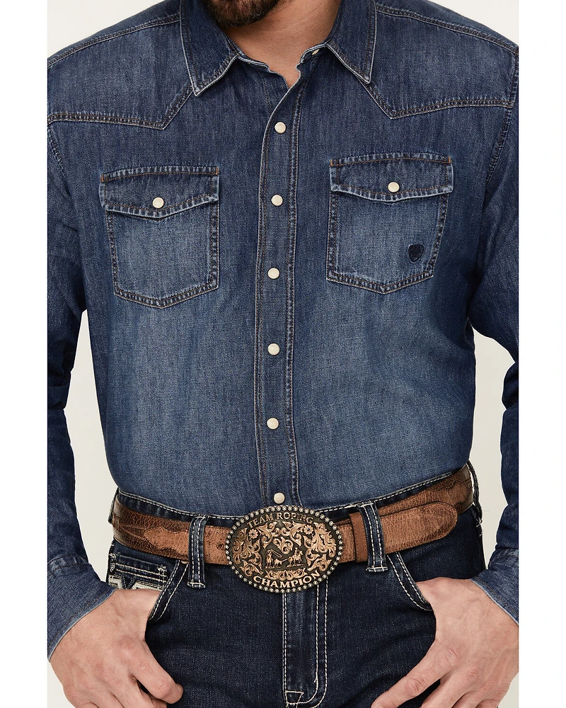 Ariat Men's Retro Stone Washed Denim Long Sleeve Western Shirt