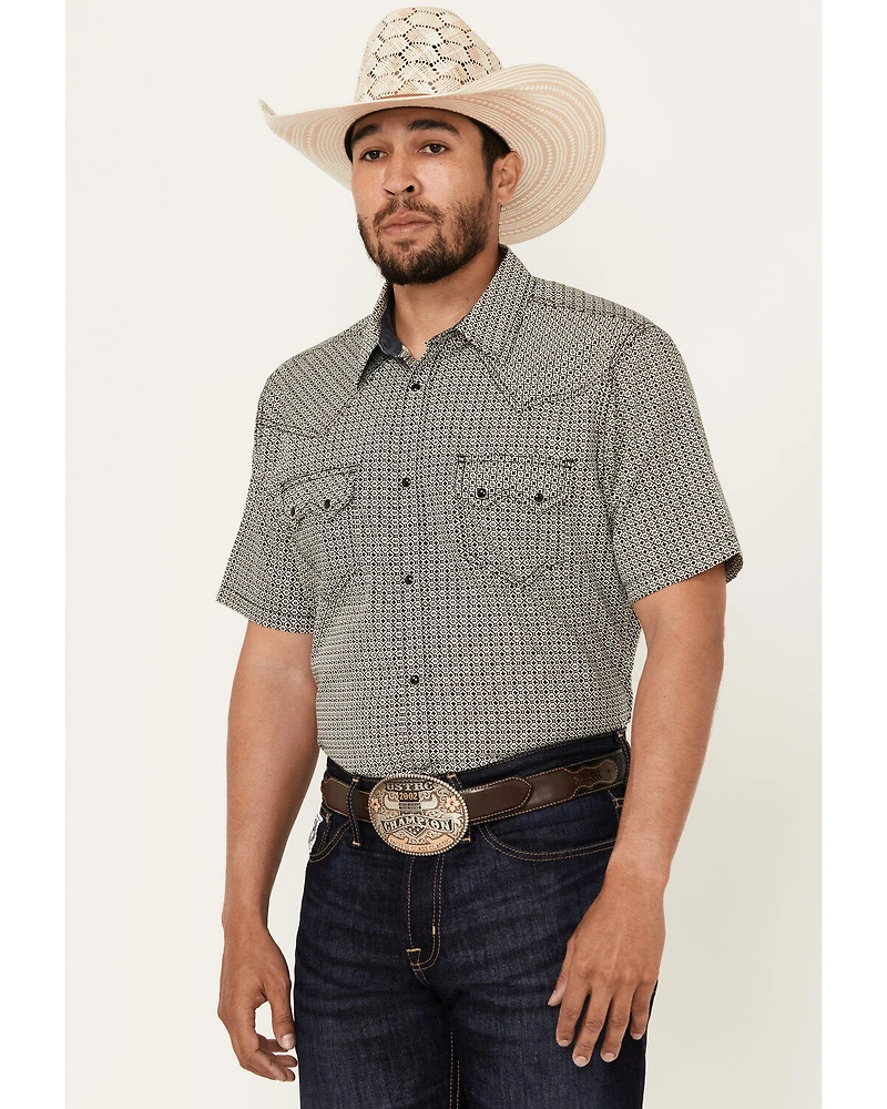 Cody James Men's Pool Party Geo Print Short Sleeve Snap Western Shirt
