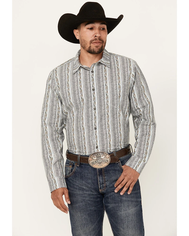 Gibson Trading Co Men's Rough Road Striped Print Long Sleeve Button-Down Western Shirt