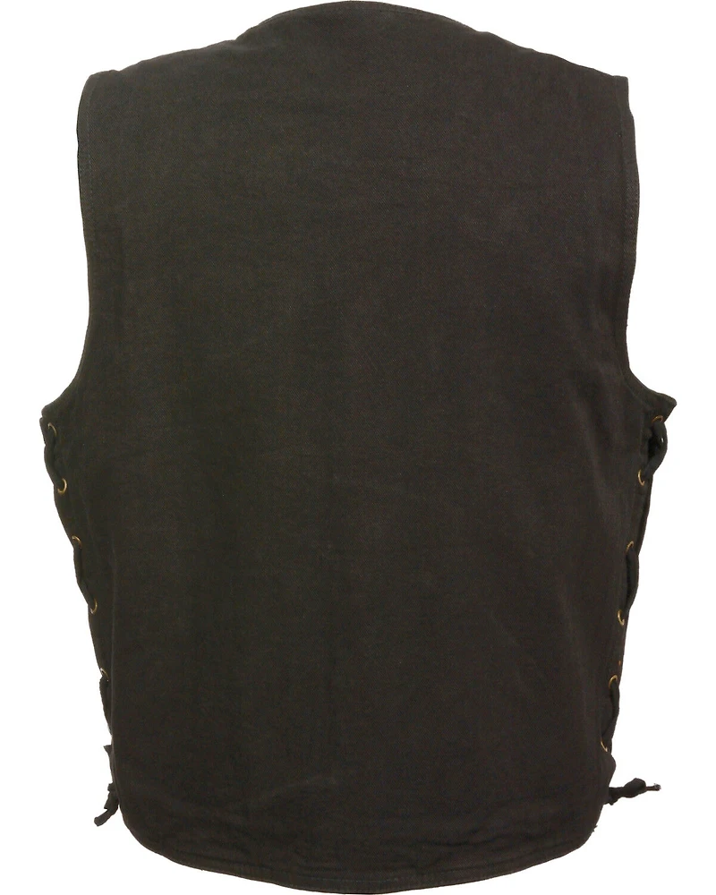 Milwaukee Leather Men's Side Lace Denim Vest with Chest Pockets - Big 3X