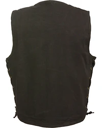 Milwaukee Leather Men's Side Lace Denim Vest with Chest Pockets - Big 3X