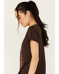 Cleo + Wolf Women's Alexander Short Sleeve Graphic Henley Shirt