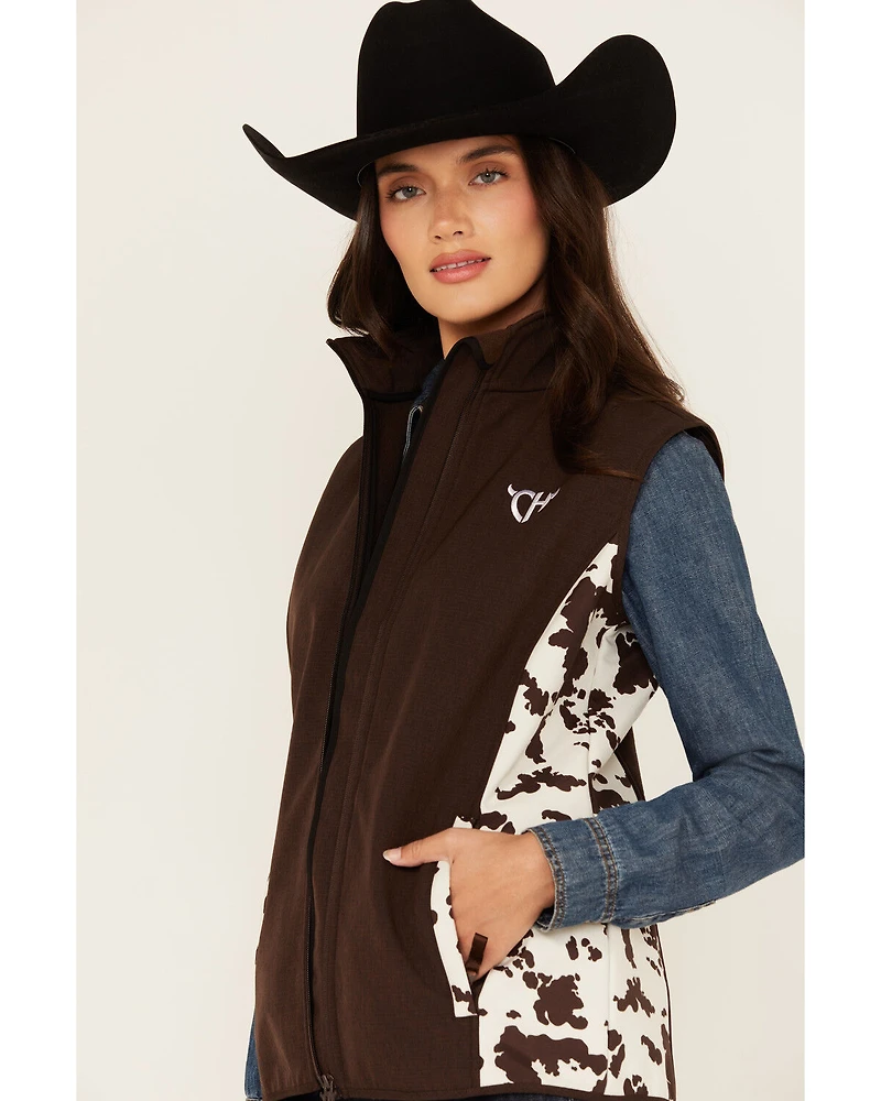 Cowgirl Hardware Women's Cow Print Softshell Vest