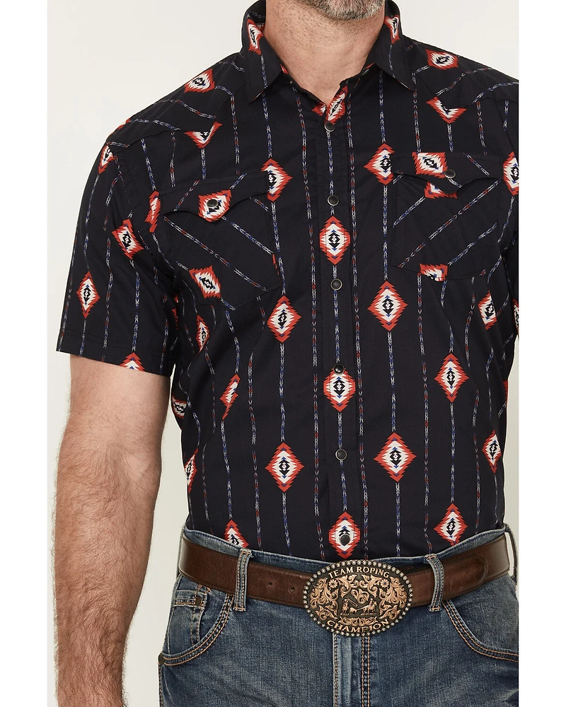 Panhandle Men's Geo Print Short Sleeve Snap Western Shirt