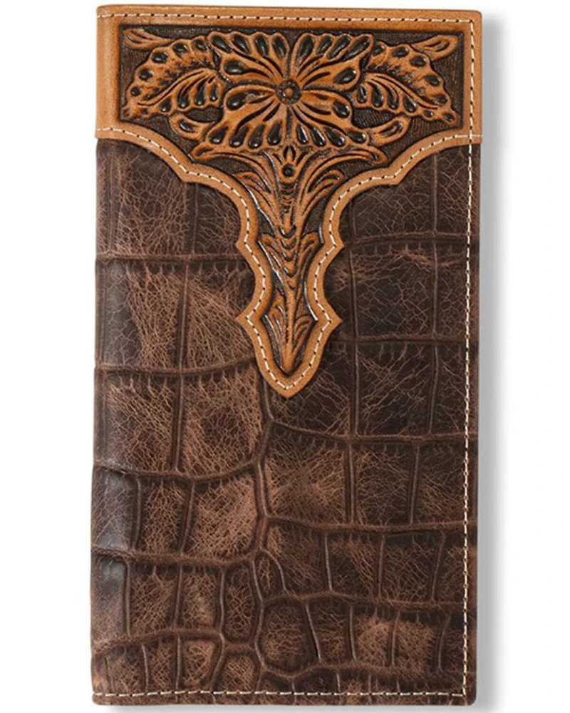 Ariat Men's Floral Embossed Bi-Fold Rodeo Wallet