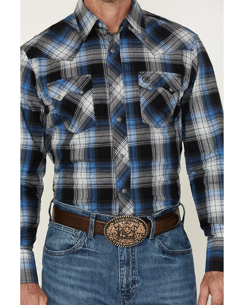 Wrangler Retro Men's Plaid Print Long Sleeve Snap Western Shirt