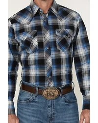 Wrangler Retro Men's Plaid Print Long Sleeve Snap Western Shirt