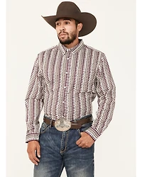 RANK 45® Men's Railroad Geo Print Long Sleeve Button-Down Western Shirt