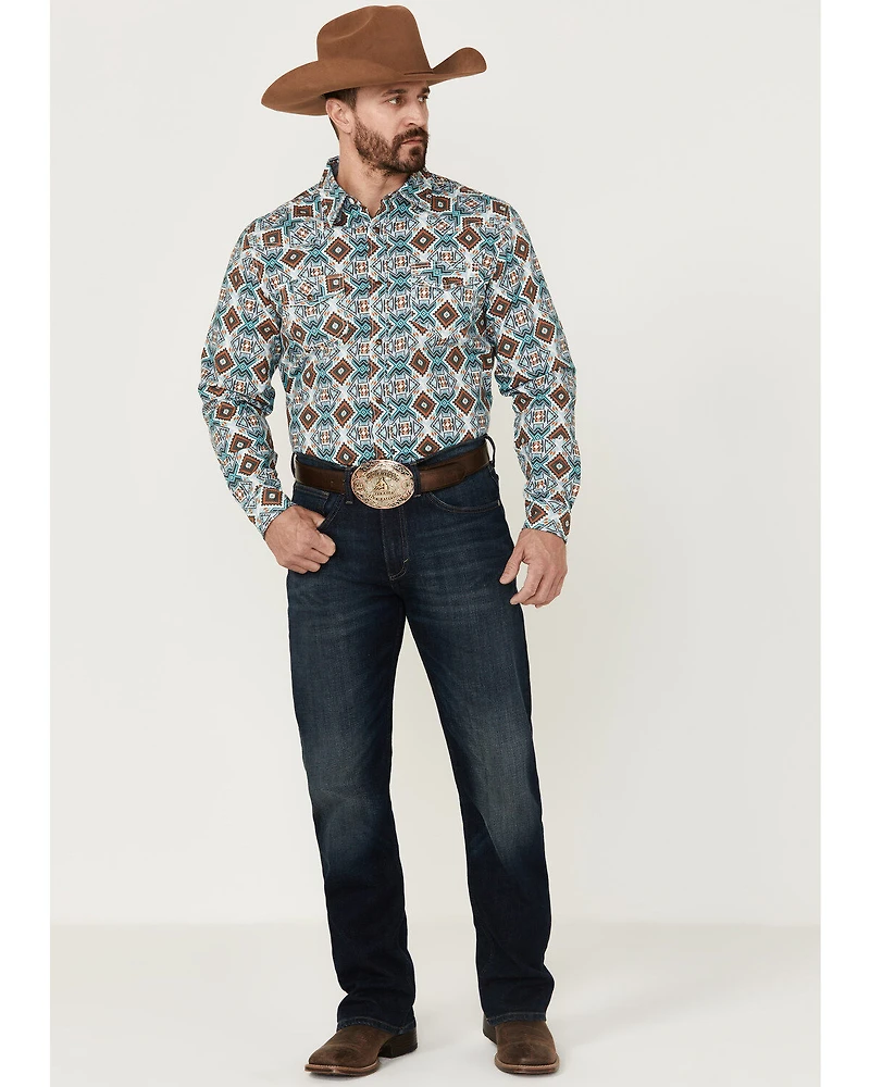 Cody James Men's Great Plains Southwestern Print Long Sleeve Snap Western Shirt