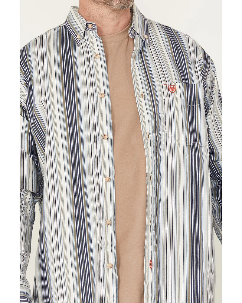 Ariat Men's FR Sunset Striped Print Long Sleeve Button-Down Work Shirt