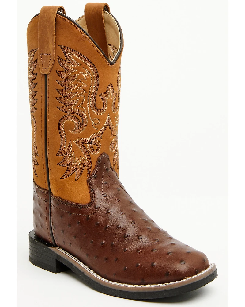 Cody James Boys' Dean Ostrich Print Western Boots - Broad Square Toe