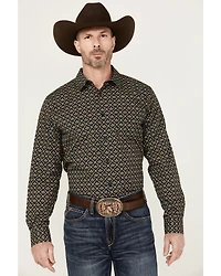 Gibson Men's Fleur de Lis Floral Print Long Sleeve Button-Down Western Shirt