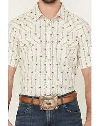 Gibson Trading Co Men's Flower Field Floral Stripe Short Sleeve Snap Stretch Western Shirt