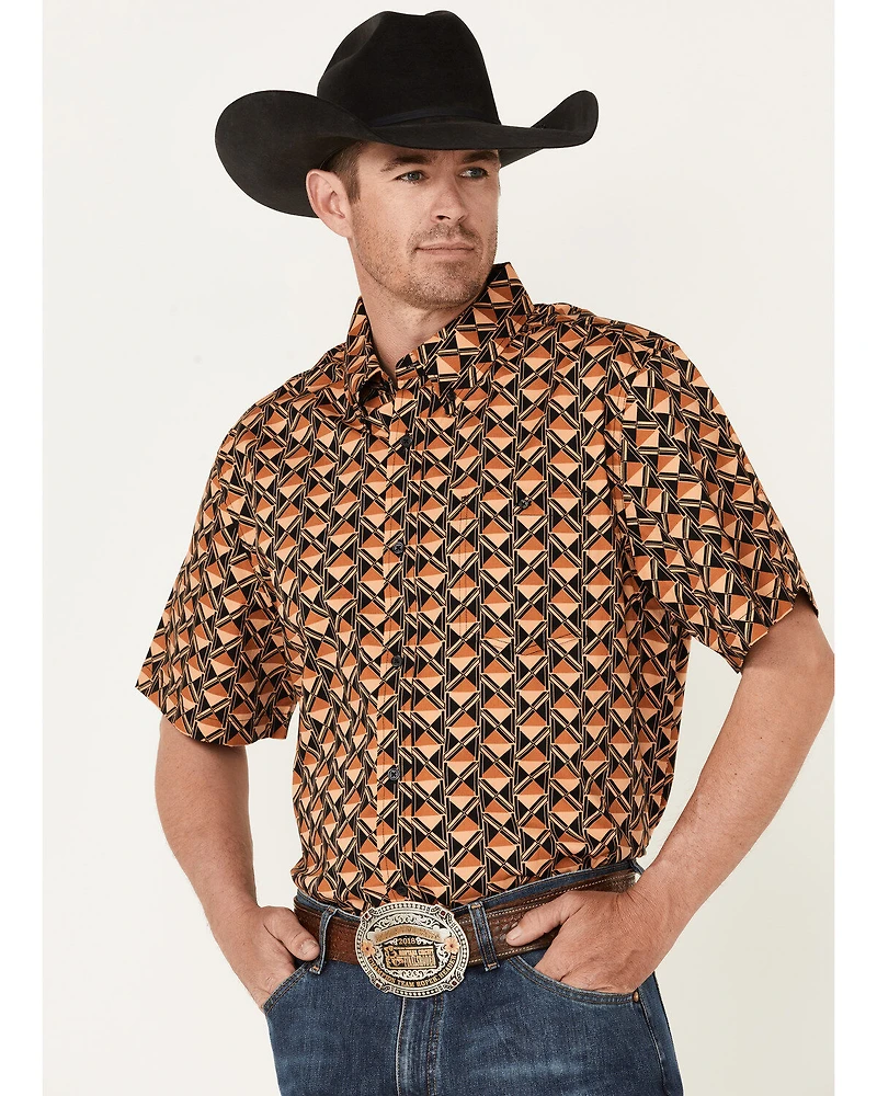 RANK 45® Men's Chisel Geo Print Short Sleeve Button-Down Western Shirt
