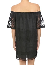 Glam Women's Crochet Embroidered Mini Dress