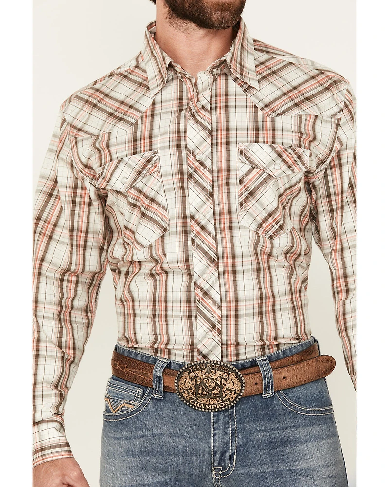 Wrangler 20X Men's Plaid Print Long Sleeve Snap Stretch Western Shirt