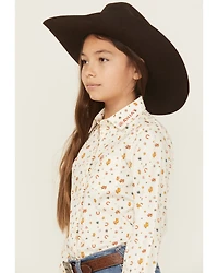 Ariat Girls' Sienna Conversation Print Team Long Sleeve Button-Down Stretch Western Shirt