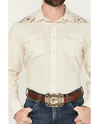 Panhandle Men's Solid Embroidered Long Sleeve Snap Western Shirt