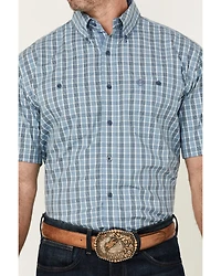 George Strait by Wrangler Men's Plaid Print Short Sleeve Button-Down Western Shirt