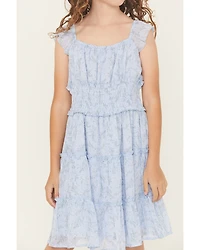 Ash & Violet Girls' Floral Print Ruffle Sleeve Dress