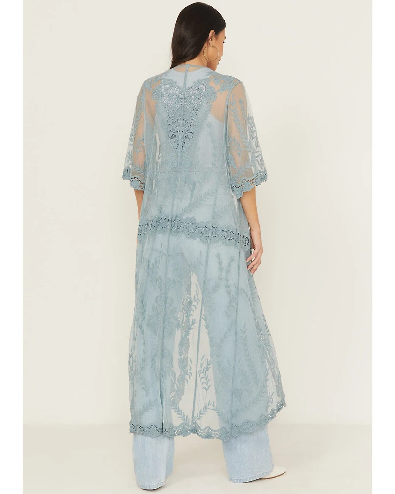 Shyanne Women's Long Embroidered Mesh Kimono
