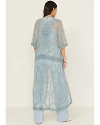 Shyanne Women's Long Embroidered Mesh Kimono
