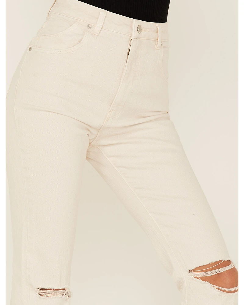 Rolla's Women's High Rise Distressed Cropped Dusters Bootcut Jeans