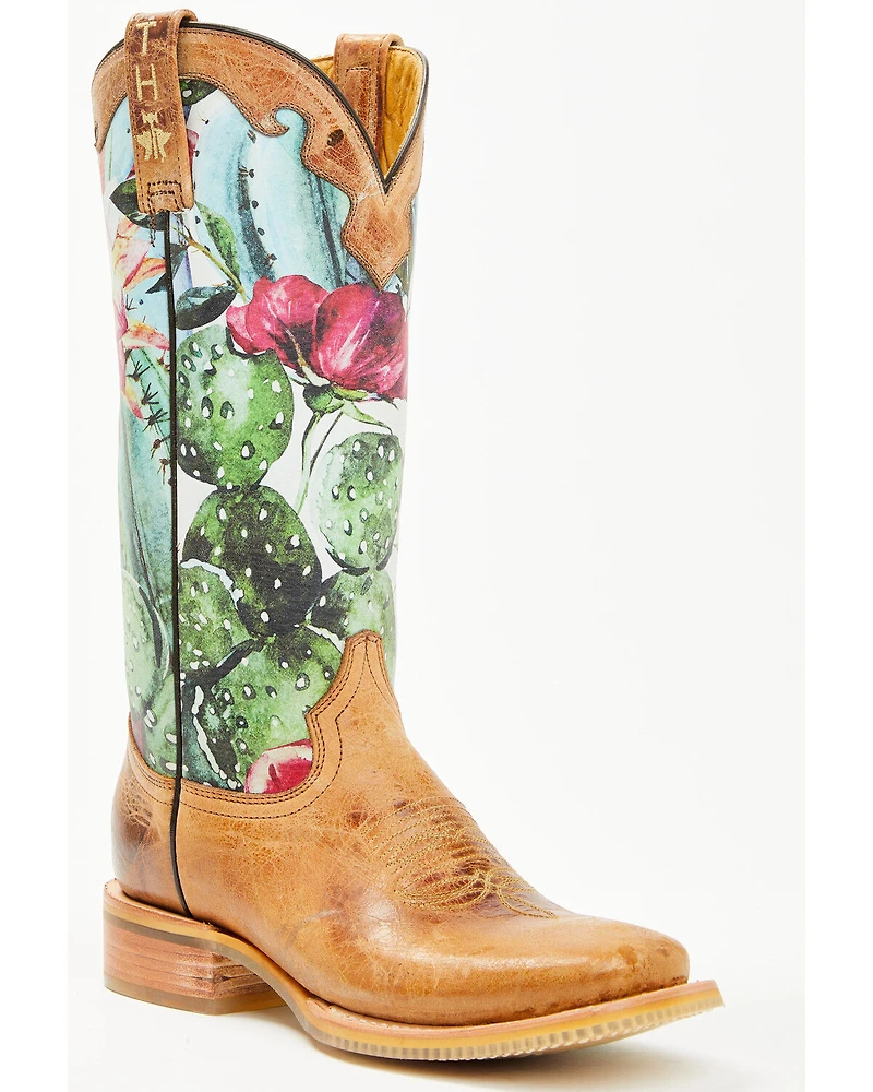Tin Haul Women's Cactilicious Looking Sharp Sole Western Boots - Broad Square Toe