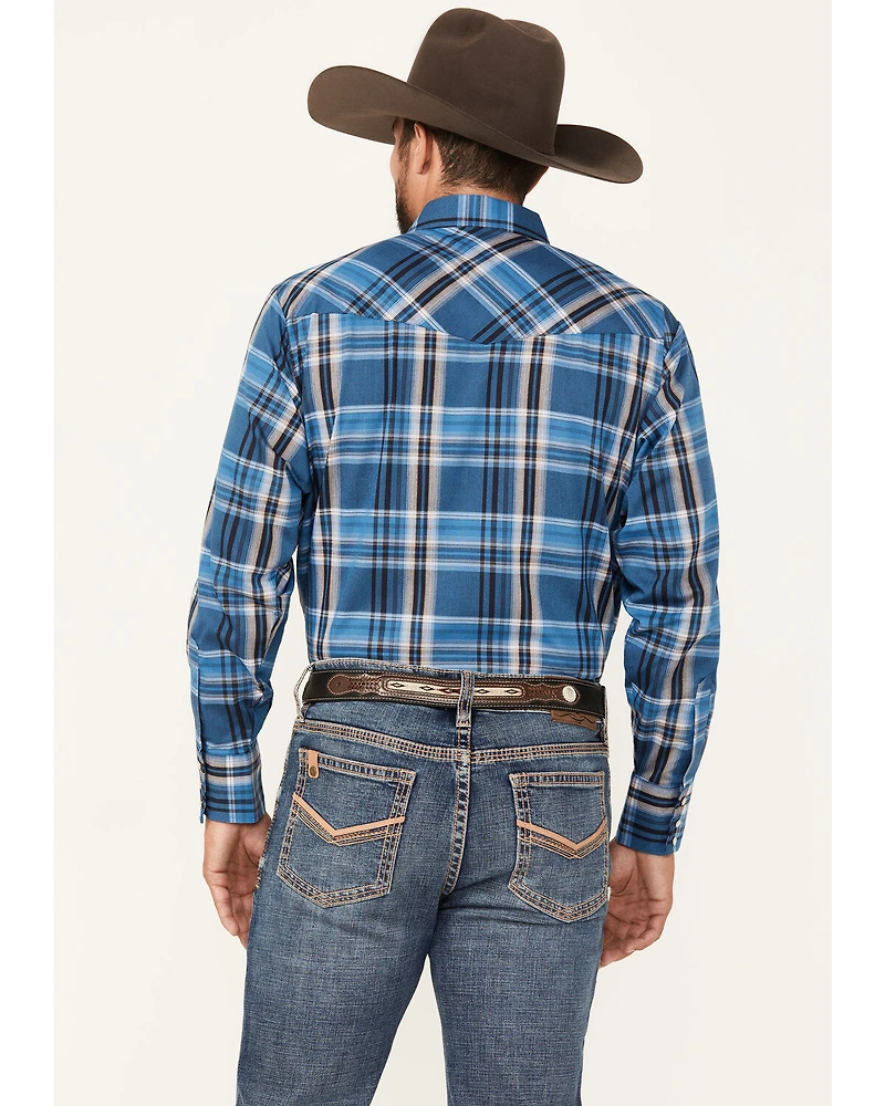 Ely Walker Men's Plaid Print Long Sleeve Snap Western Shirt