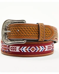 Cody James Men's Brantley Southwestern Woven Inlay Leather Belt