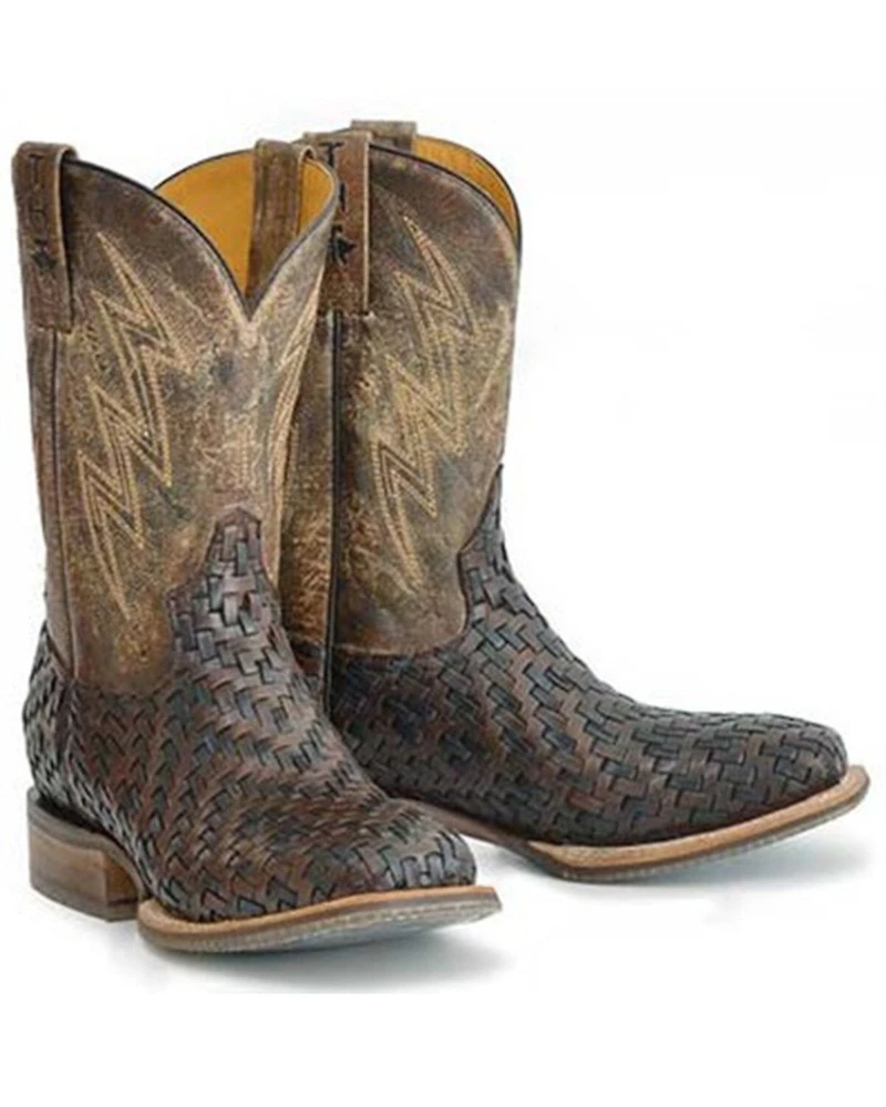 Tin Haul Men's Wickered Bull Rider Sole Braided Western Boots - Broad Square Toe