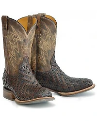 Tin Haul Men's Wickered Bull Rider Sole Braided Western Boots - Broad Square Toe