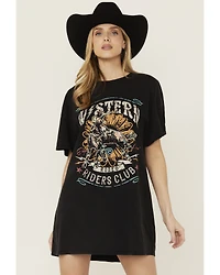 Rock & Roll Denim Women's Bull Short Sleeve Graphic T-Shirt Mini Dress